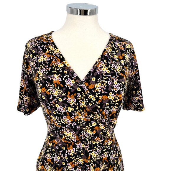 41 Hawthorn Floral Print Short Sleeve Dress Black Multicolor Size Large NWT - Picture 2 of 9
